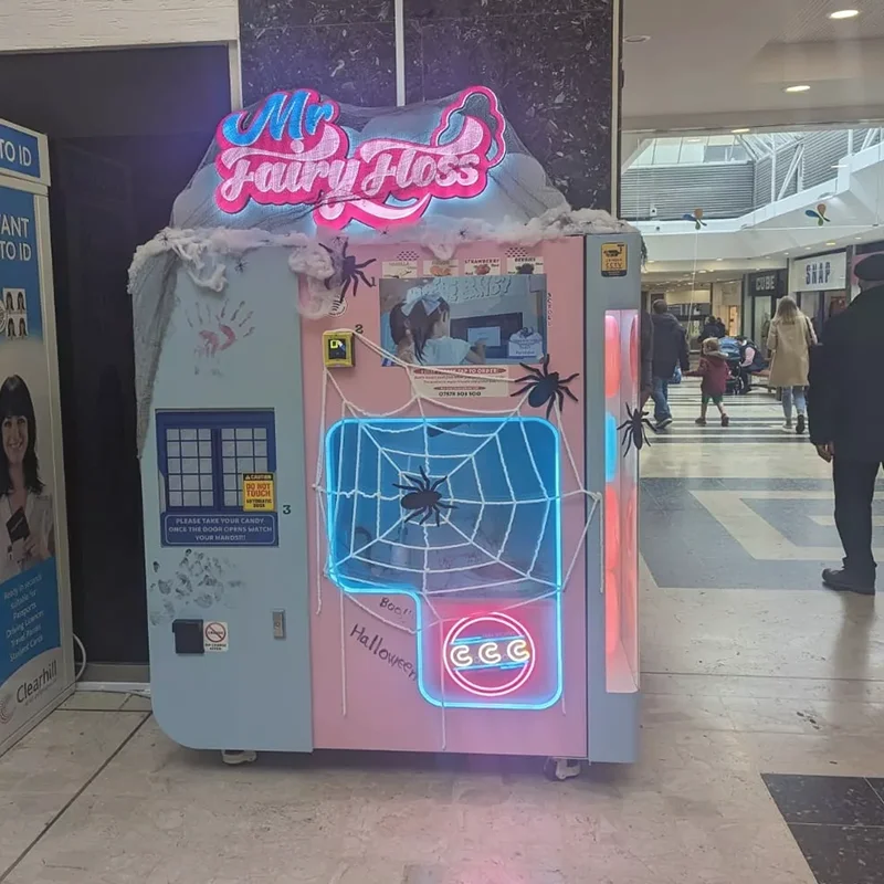 Customized Commercial Full Automatic Cotton Candy Vending Machine Convenient Floss Maker Retail Sale