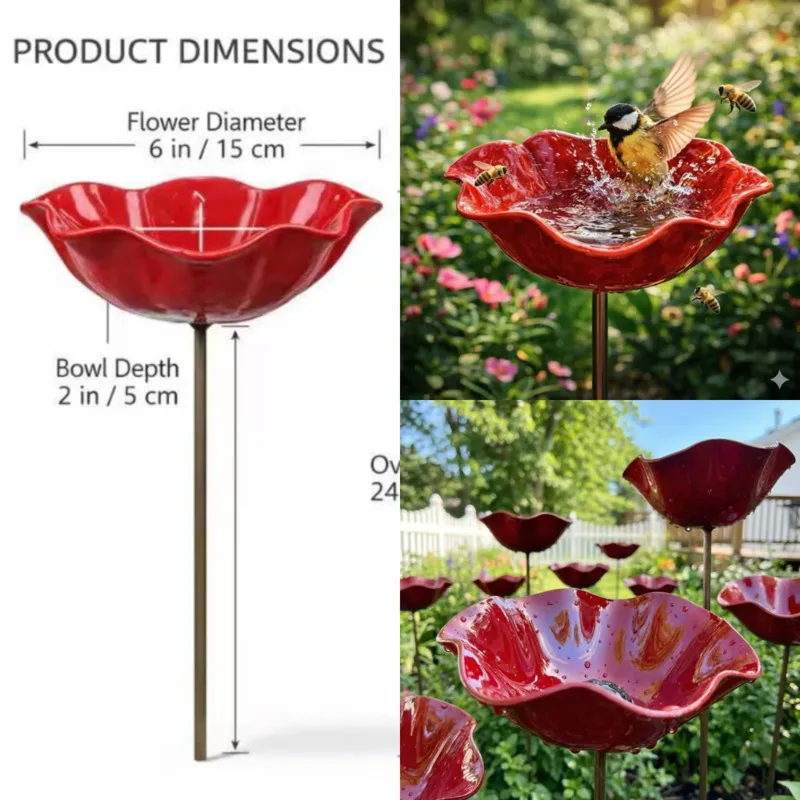 

Metal Flower Garden Stake Handmade Bird Feeder Decor Outdoor Garden Yard Lawn Ornament Decorative Bird Feeder Decor Plant Stake