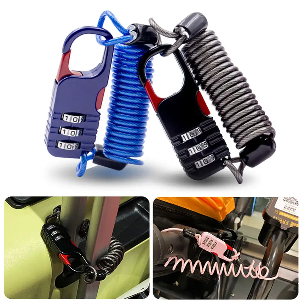 

Bicycle Anti-Theft Motorcycle Three-Digit Password Combination Safety Rope Wire Rope Helmet Lock Multi-purpose Safety Rope Lock