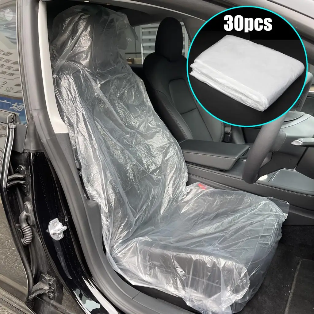 30 Pcs Disposable Clear Car Seat Protective Cover For Repair Care Cleaning Beauty Waterproof Car Seat Protector Universal Use