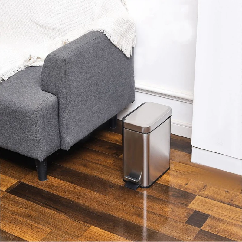 ●Soft Close, Rectangular Bin 5L with Slip Liner and Lid, Use As Mini Garbage Basket, Slim Trash Can, or Decor in Bathroom-ABFB