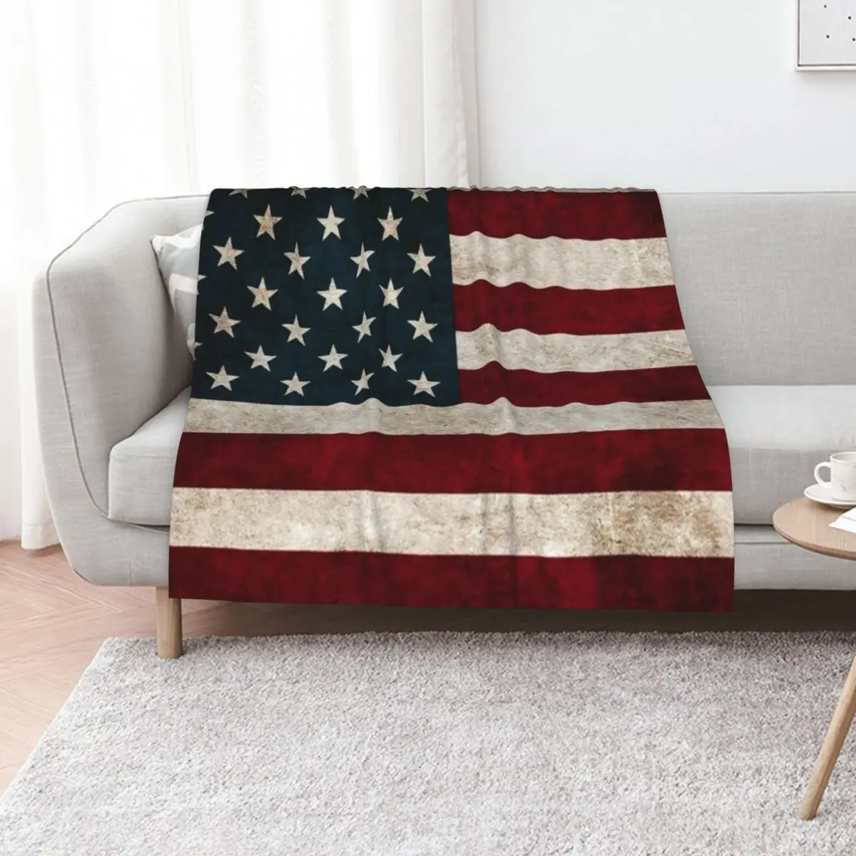 USA American Flag Throw Pillows, Aged American Flag, Red White and Blue Throw Blanket cosplay anime Warm Luxury St Blankets