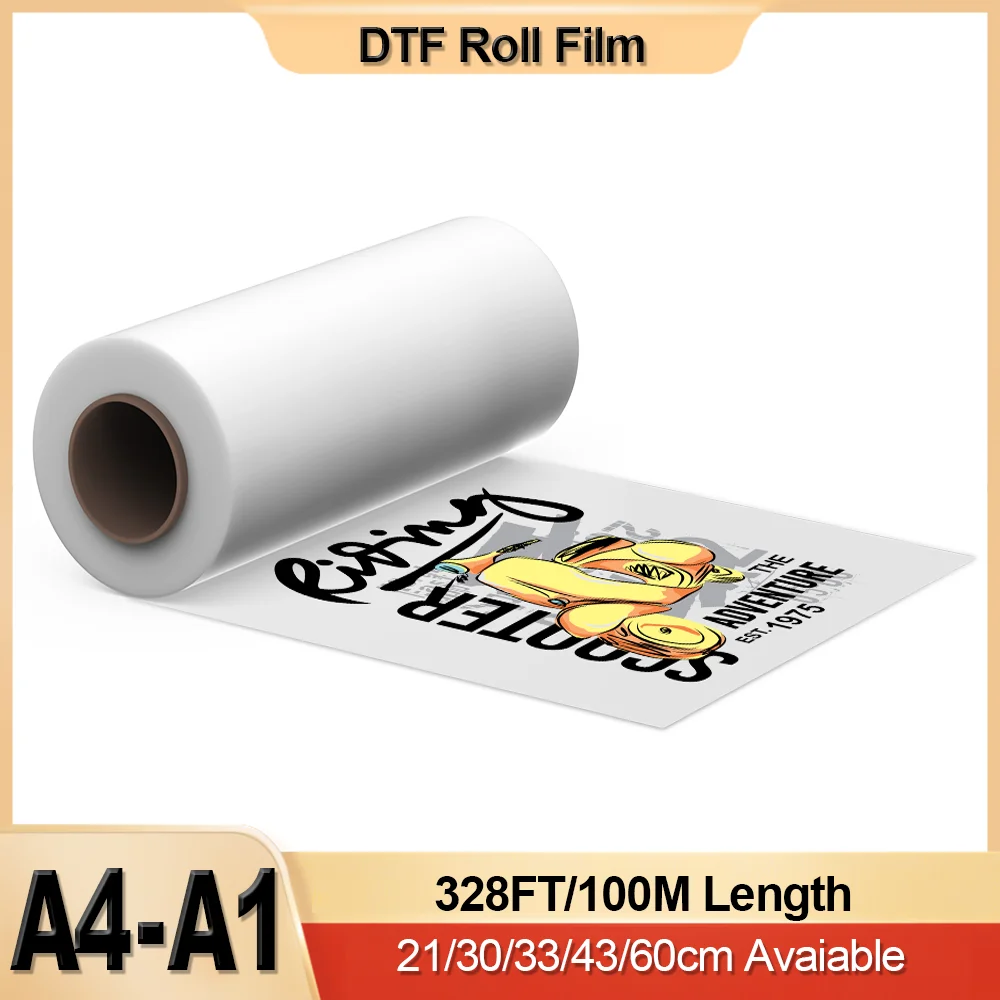 21/30/33/43/60cm*100m Roll DTF PET Film Direct Transfer Film for DTF Printer A4 A3 Roll Film for Epson R1390 L1800 XP600 I3200