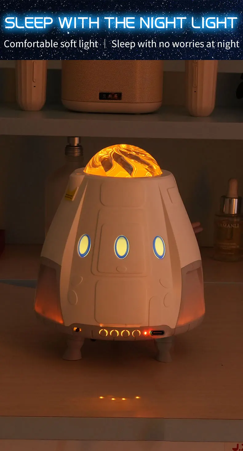 Lâmpada de projeção de estrelas Galaxy Atmosphere Series Space Capsule, 16 luzes, 4 efeitos de luz, com temporizador e controle remoto, Natal