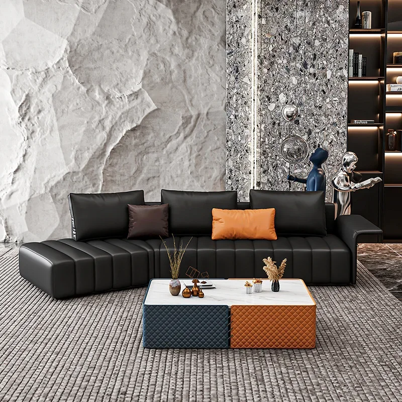 

Italian minimalist technology cloth sofa Nordic size apartment fabric light luxury style