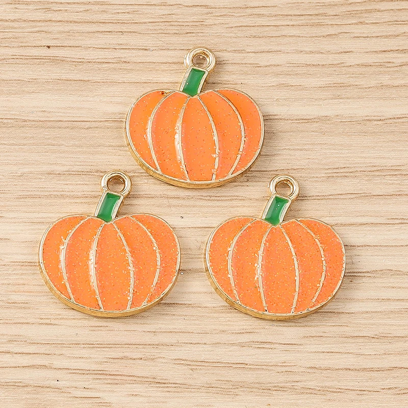 Tusember 10 Teile/los Emaille Nette Halloween Kürbis Charms Anhänger für Ohrring Armband Handgemachte Halskette Halloween Schmuck DIY – Detail 2