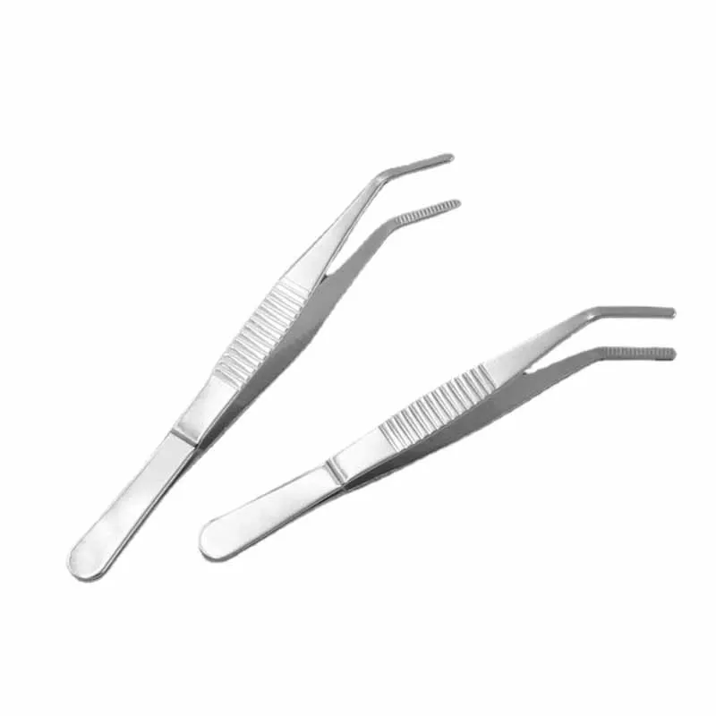 Stainless Steel Tweezer 125-180mm Straight Head Elbow Thickened Toothed Forceps For Home Medical Medical Garden Kitchen BBQ Tool