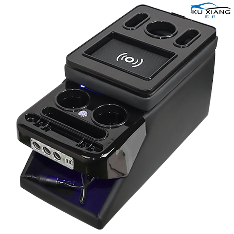 

24cm Width Car Universal Armrest Box Middle Row MPV Storage Box Console Wireless Charging Car Armrest Box