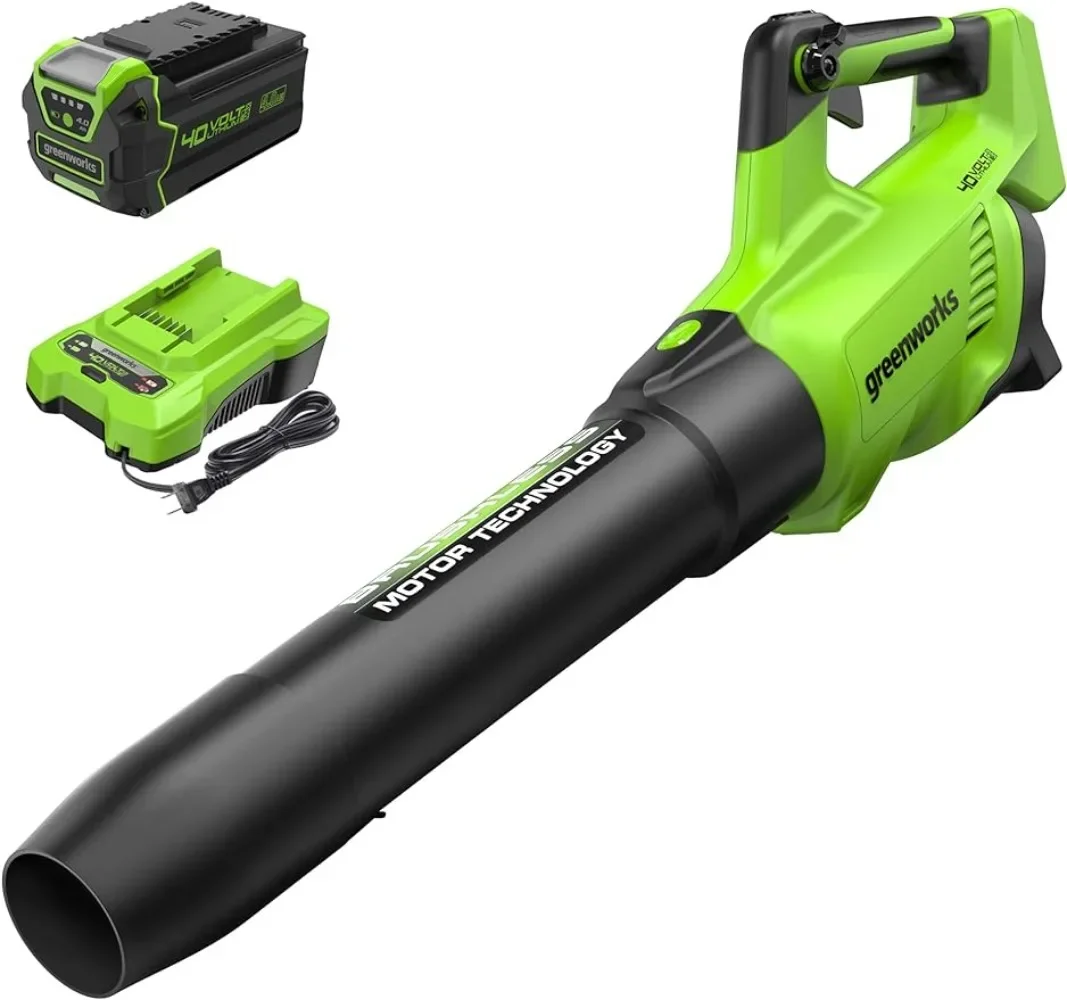 40V (130 MPH / 550 CFM / 75+ Compatible Tools) Cordless Brushless Axial Leaf Blower, 4.0Ah Battery and Charger Included