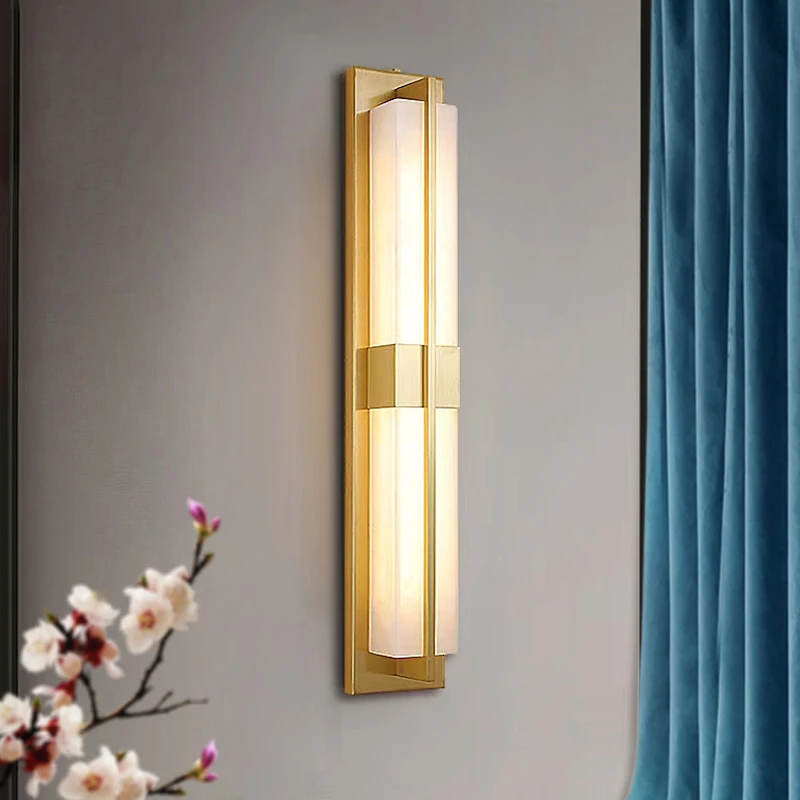 All-copper marble wall lamp imported from Spain, high-end new Chinese style light luxury living room TV background wall lamp