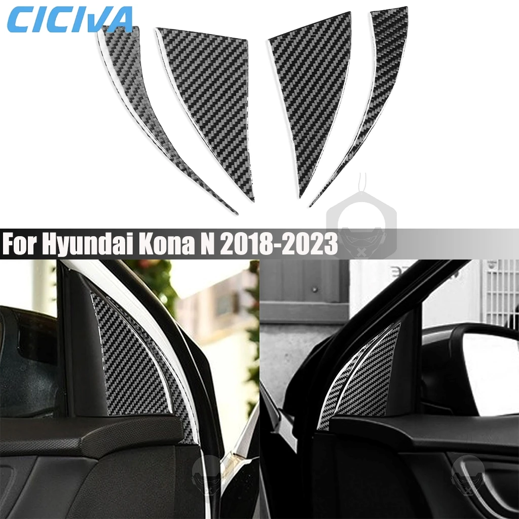 

Carbon Fiber Car Accessories A-pillar Decorative Panel Interior Cover Modified Trim Sticker For Hyundai Kona N 2018-2023