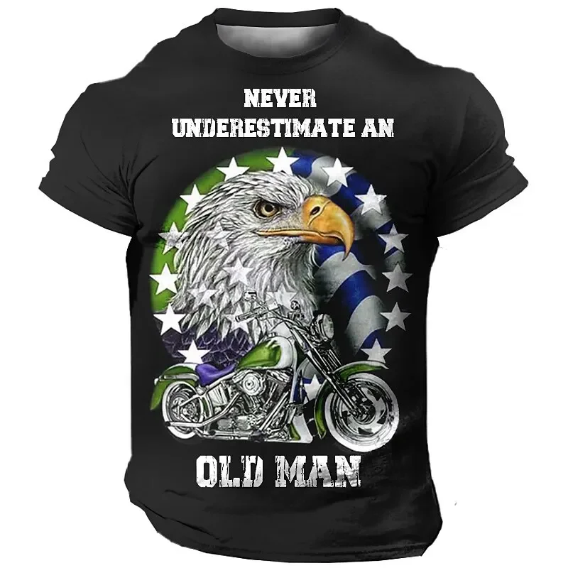 

Men's 3D printed vintage T-shirt, motorcycle short sleeved shirt, casual wear, classic, breathable, summer
