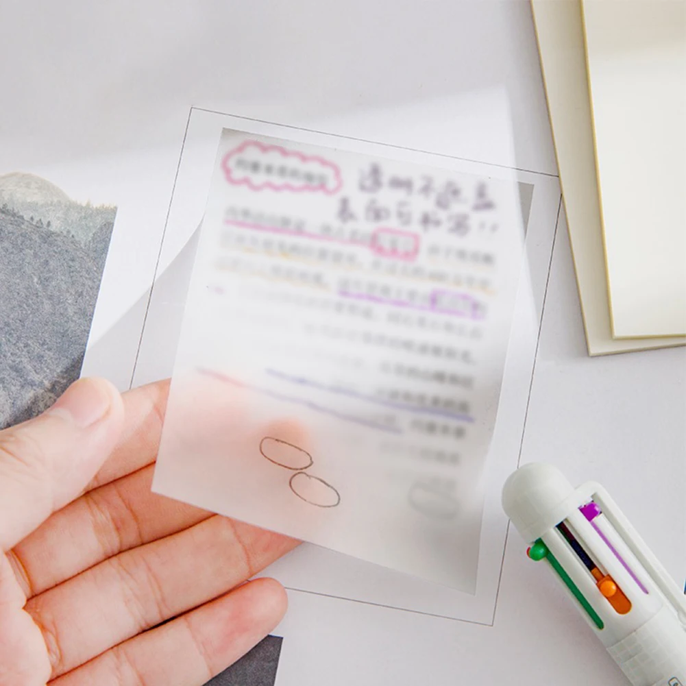 Bloc de notas escolar para estudiantes, autoadhesivo impermeable, portátil, transparente, papelería para hacer lista, planificador, 50 hojas