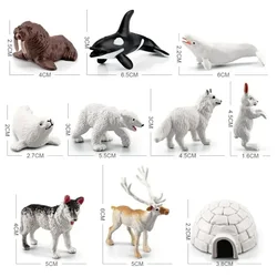 Artificial Animal Model 10pcs Mini Set Polar Bear Reindeer and Other Arctic Winter Animal Decoration Toys Home Decoration