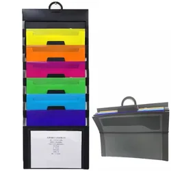 Folders A4 Office Portable Hanging Storage Bag 6 Pockets Expanding File Folder Wall-mounted Colorful Expanding  Container