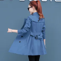 New High Grade Female Korean Windbreaker Jacket Spring Autumn Long Parker Overcoat Casual Trench Coat Office Womens Clothing 5XL
