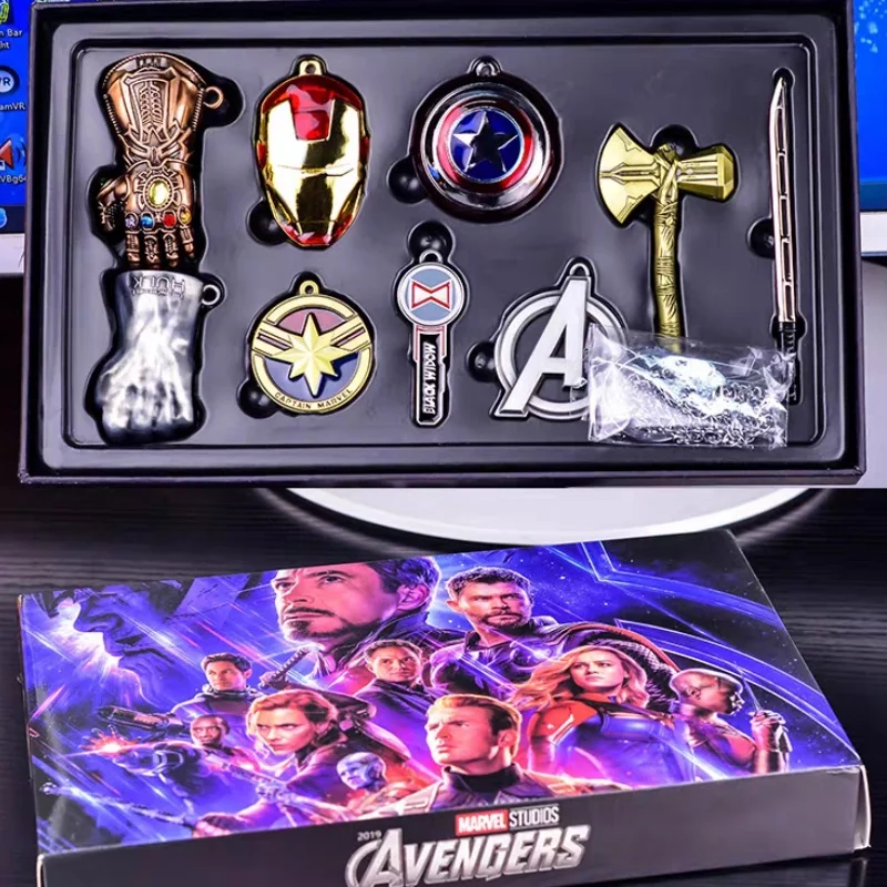 

New Marvels Action Figure Ornament Toys Thor Ax Iron Man Thanos Glove Keychains Avengers Endgame Car Key Pendant Birthday Gifts