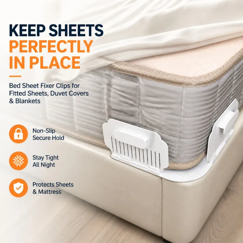 Invisible Needle Free Sheet Fastener Anti Slip Quilt Clip Hidden Buckle Holder Prevent Running Bed Sheet Duvet Cover Corner