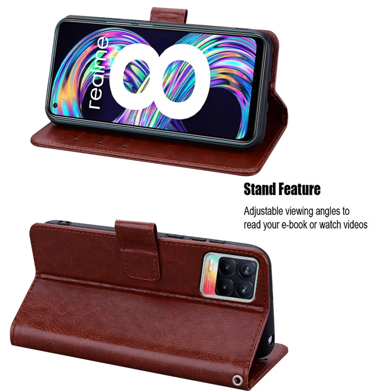 Magnetic Card Cover For Realme 8i 8s 8 7i 7 Pro Case Flip Leather Wallet Protector Book Funda For Realme8 S Realme7 5G Case Etui