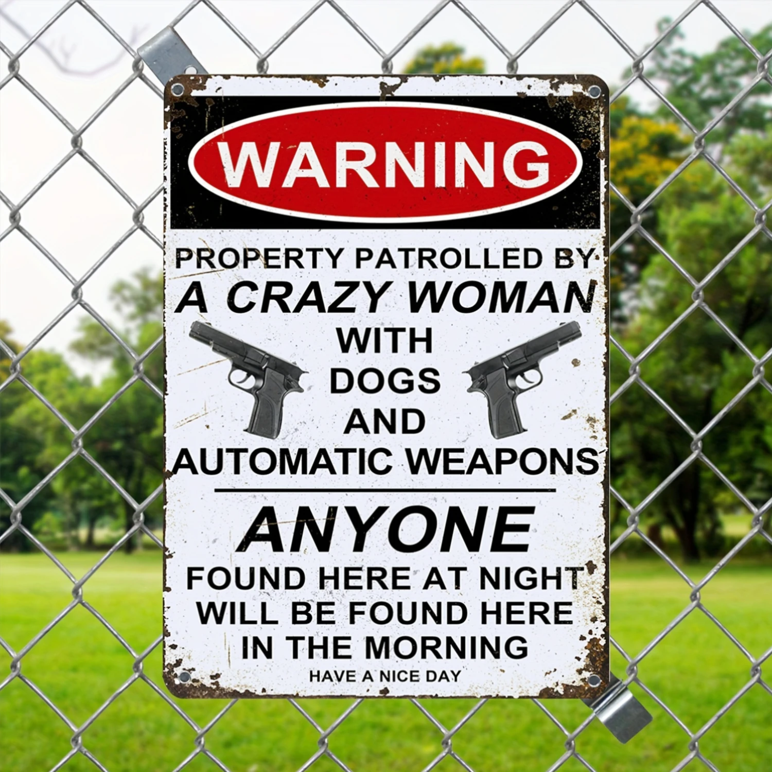 Home Security Bars - 1 panneau d'avertissement « Crazy Woman