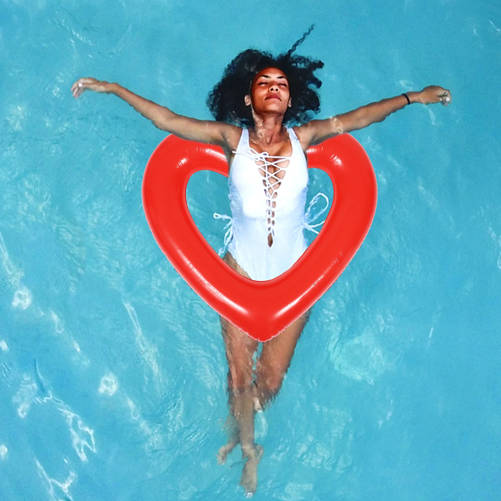 

Heart-shaped Swimming Ring Child Inflatable Pool Plastic Float Floating Lounger