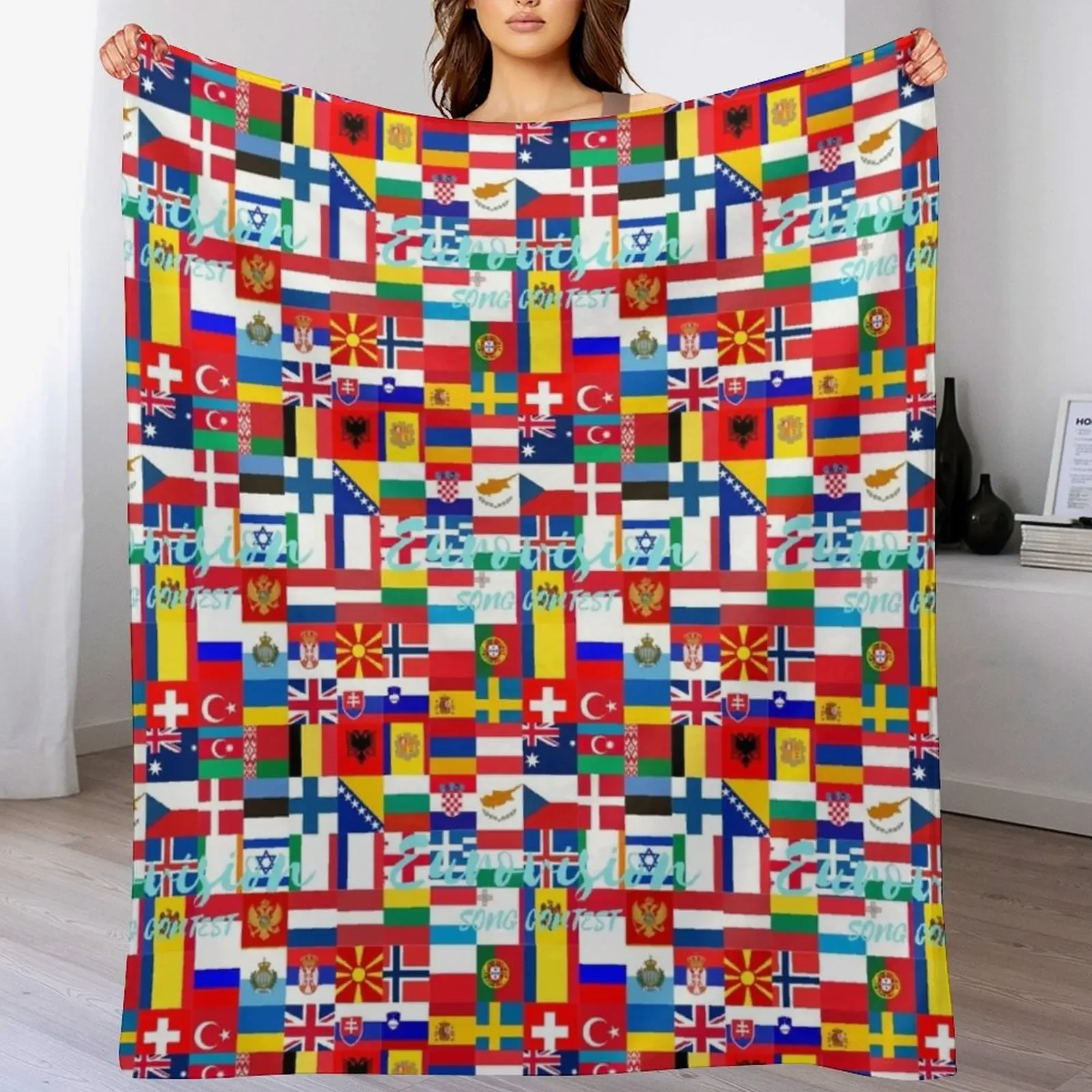 

Eurovision Flag Art Throw Blanket Cute Softest Luxury St Soft Beds Blankets