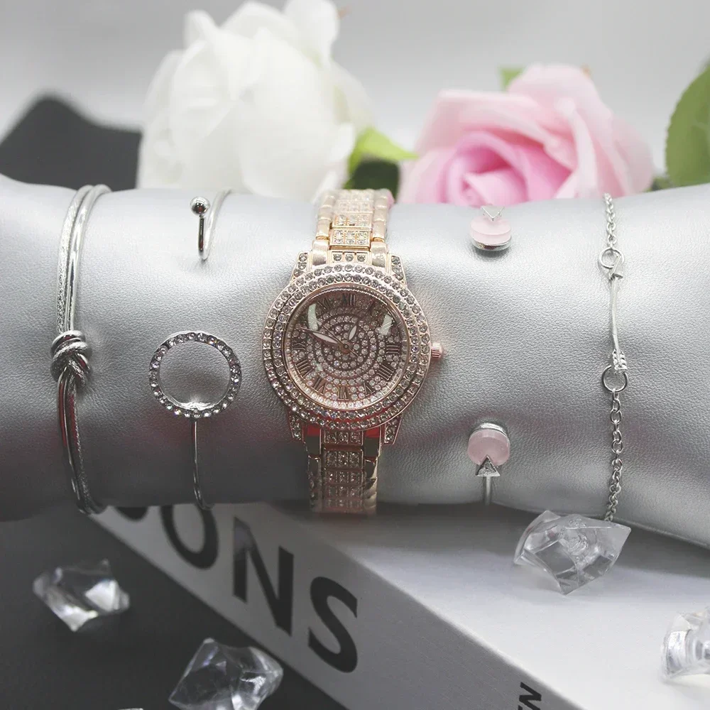 5pcs Set Classic Ladies\' Watch Bracelets for Women High Quality Fashion Waterproof for Fancy Party Friend Gift Include Box