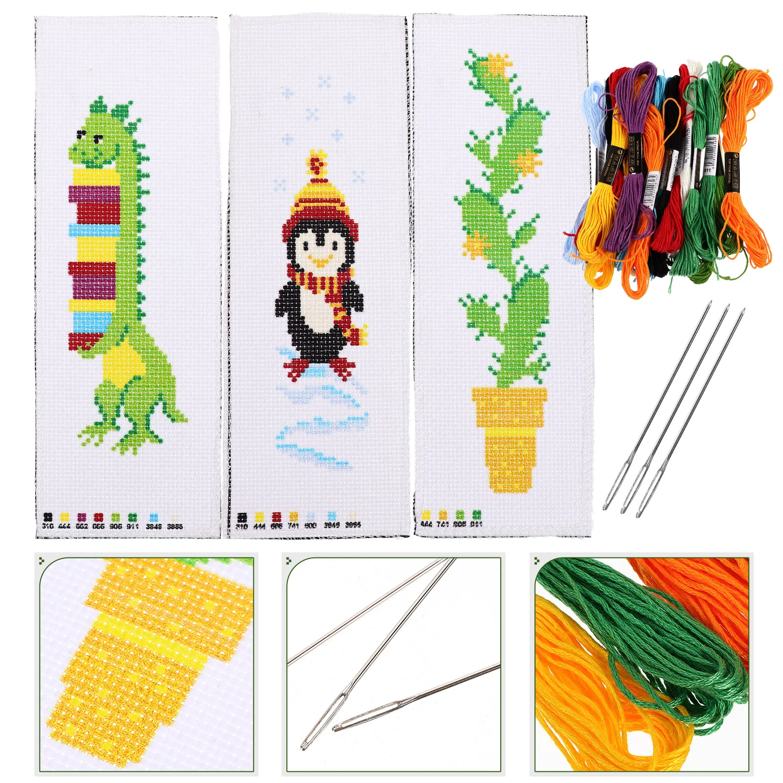 

3Sets Embroidery Bookmarks DIY Sewing Kit Cross-Stitch Bookmarks Creative Material Package Craft Supplies for Beginners