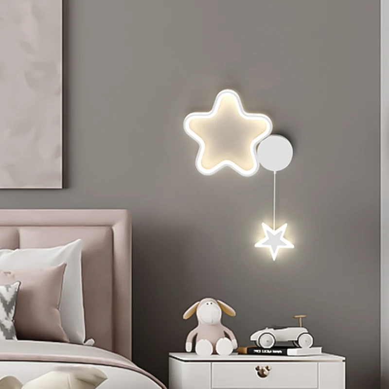 

New Creative Children's Room Bedside Wall Lamps Modern Cartoon Stars Moon Cloud Lamp Boy Girl Bedroom Decor Lighting Wall Lights