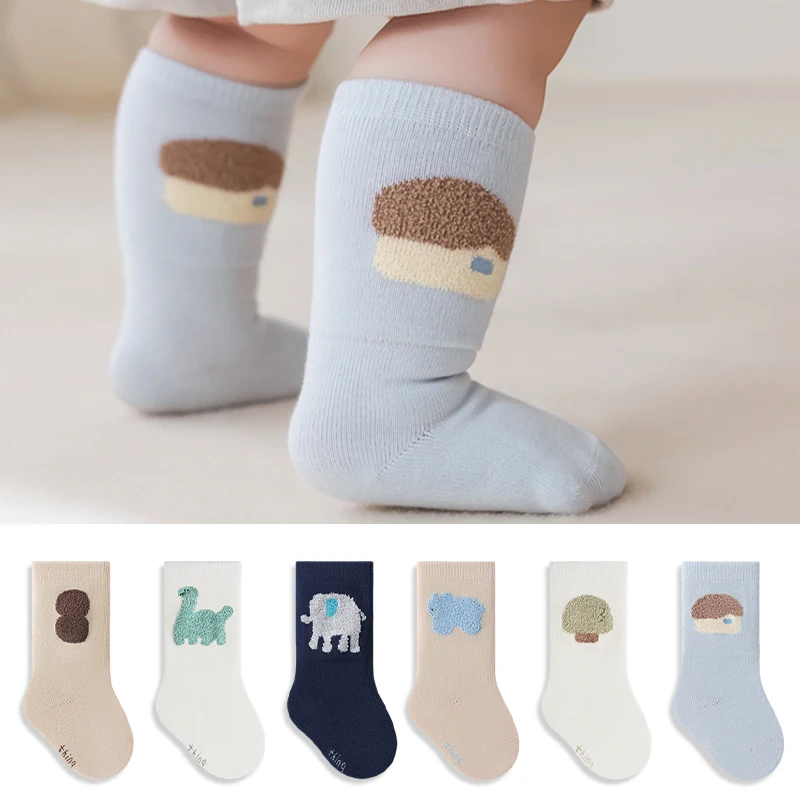 3 Pairs Cartoon Baby Socks Soft Mid Calf Kids Socks for Boys Girls Infant Newborn Socks for Daily Wear Children's Accessories