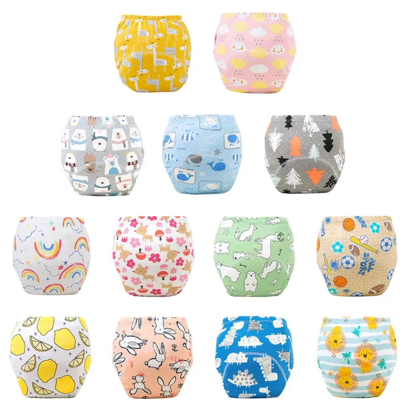 Baby Potty Toilet Training Pants Nappies Cartoon Boys Girls Underwear Cotton TPU WaterProof Panties Reusable Diapers Cover