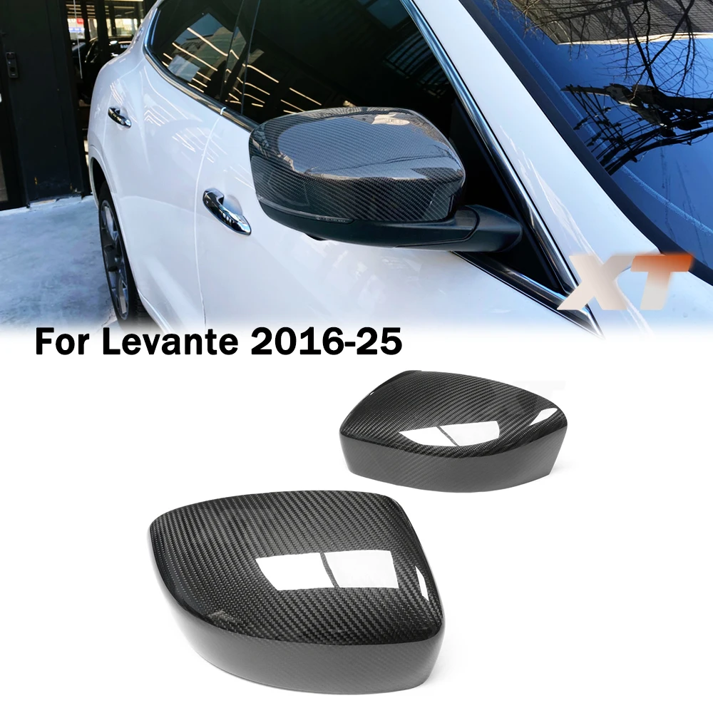 

Fit for 2016+ Maserati Levante Real Dry Carbon Fiber Side Rear View Mirror Covers Caps Replacement GT