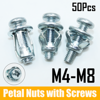 50p Expansion Screw Nut Petal Shape Rivet Nuts Bolt Metal Rivetnut M4 M5 M6 Panel License Iron Sheet Plate Clamp Lock Jack Nuts