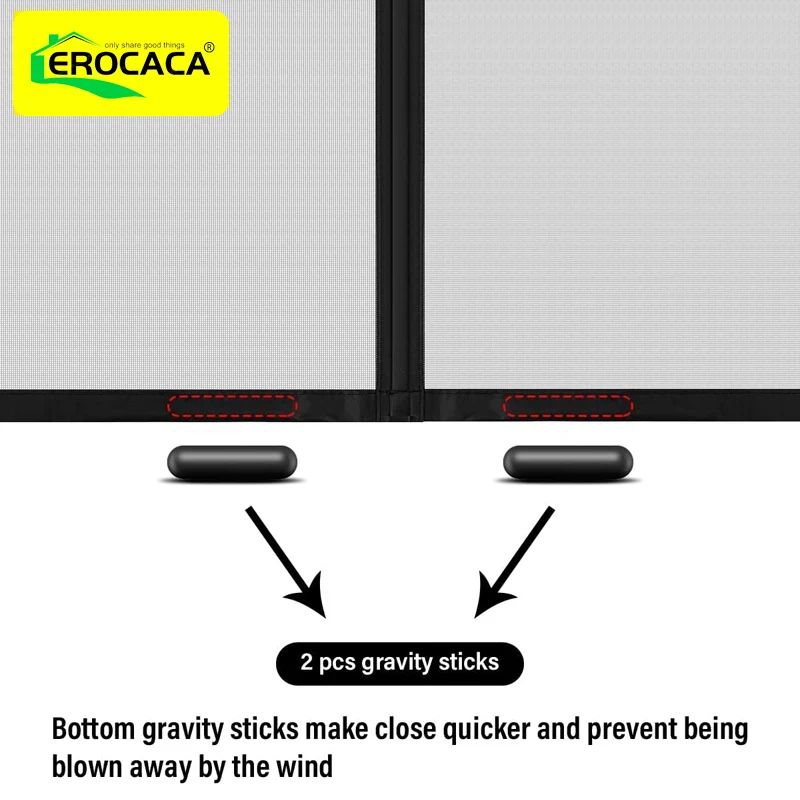 EROCACA Black Magnetic Screen Door Mosquito Net Curtain Fly Insect Automatic Closing Invisible Mesh for Kitchen indoor room