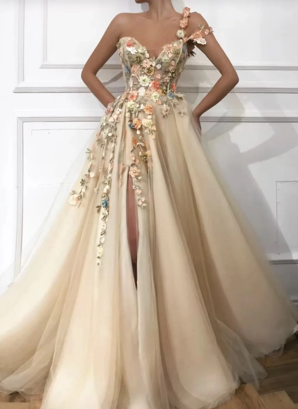 Lena Floral Lace Formal Dresses Woman Elegant Evening Dresses for Women Luxury Dress for Weddings One Shoulder A Line Long Skirt