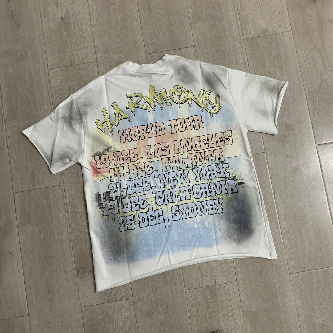 Summer HM Vintage Statue of Liberty Printed Women Men T shirts tees Washed Men Casual Cotton Oversized T shirt