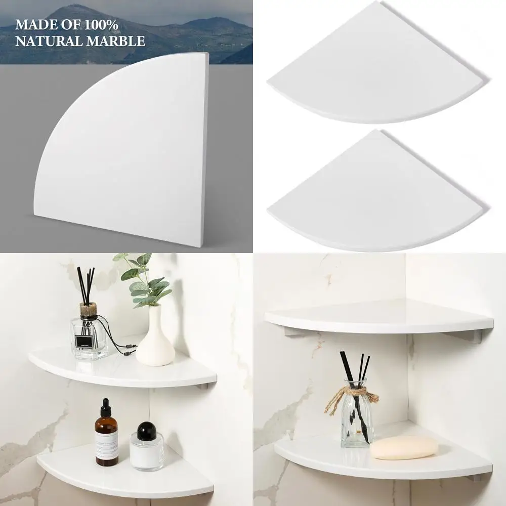 

10-дюймовая угловая полка для душа из полированного белого мрамора, настенная полка для ванны, клейкое крепление без сверления
