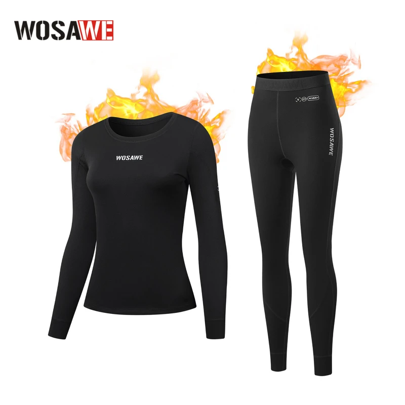 Conjunto de roupa íntima térmica WOSAWE forrada de lã de inverno para motocicleta, esqui, caminhadas, absorção de umidade