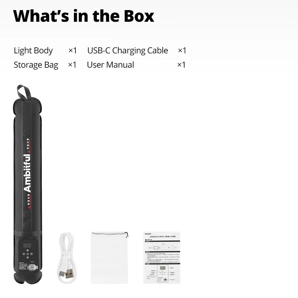 Ambitful GC12 Gold Crow dmuchana lampa prętowa do fotografii 12W dwukolorowa ręczna lampka do wypełniania światłem