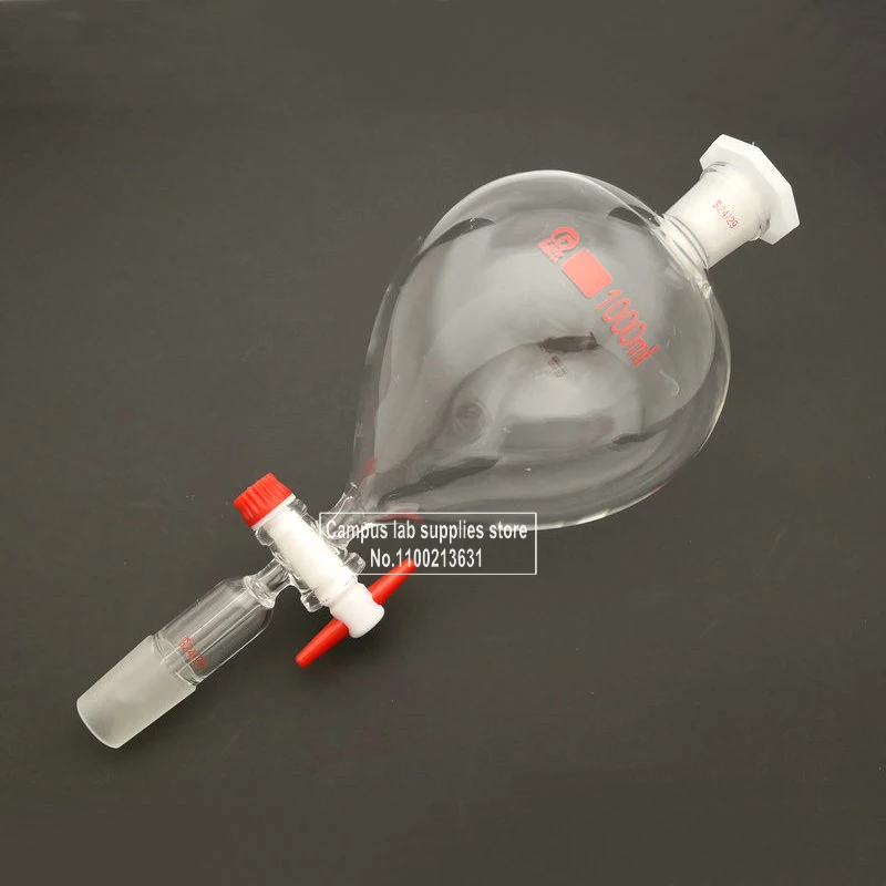 1piece 25ml To 1000ml 19#/24# Ball-shaped Clear Lab Glass Separating Funnel with PTFE Piston