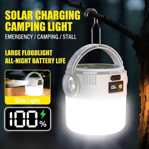 Solar Camping Lantern USB Rechargeable Outdoor Portable Waterproof Emergency Light for Hiking Backpacking Tent Activities
