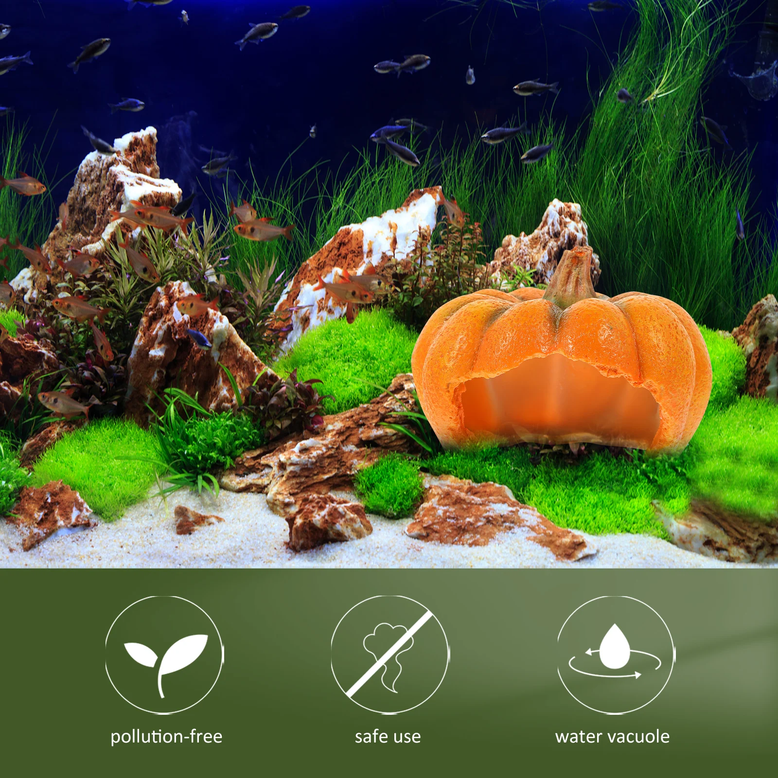 

Resin Pumpkin Decor Reptile Hideout Cave for Lizards Turtle Habitat Accessories Tank Ornament