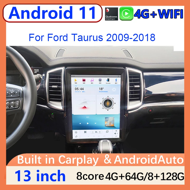 

13.6" Vertical Screen Qualcomm Android 12 Auto Car GPS Navigation For Ford Taurus 2009-2013 Radio Multimidia Player Carplay DSP