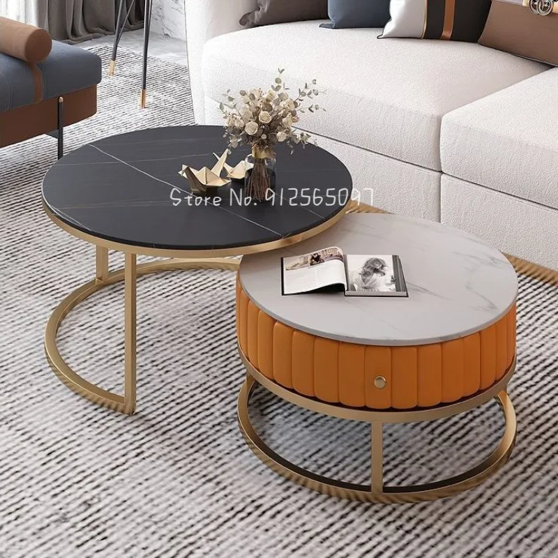 

Licht luxe moderne oranje maat ronde salontafel combinatie rock board Nordic woonkamer thuis appartement netto rood طاولة قهوة