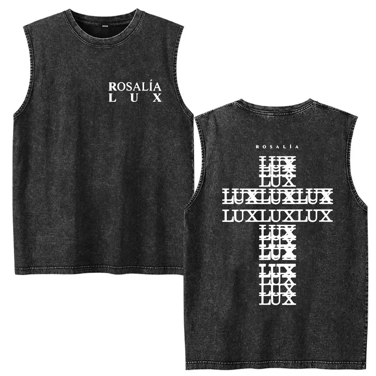 Camisetas con Estampado Washed Vest Rosalia Lux Tour 2026 para Hombre y Mujer, Camiseta sin Mangas Vintage, Camiseta de Manga Corta de Verano, 100% Algodón, Camisetas de Moda