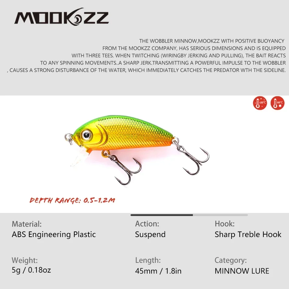 MOOKZZ Floating Minnow 45MM  5G Carp Fishing  fishing lure  fishing accessories