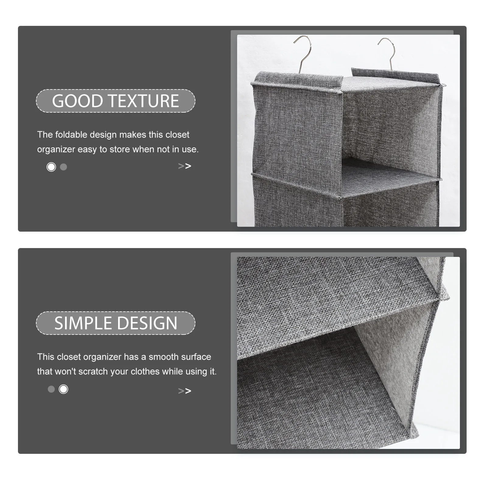 

Household Closet Organizer 3 Layers Premium Linen Material Foldable Design Exquisite Workmanship 3-Shelf Clothes