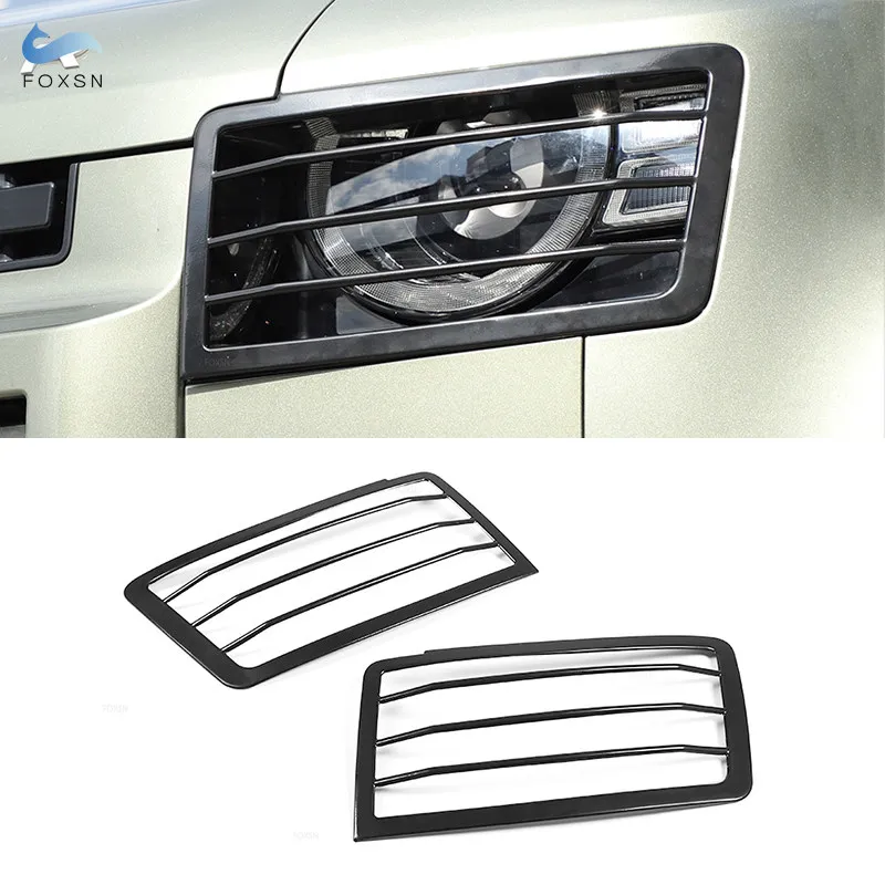 

For Land Rover Defender 110 2020 2021 2022 Stainless Steel Car Headlight Lamp Shade Protective Cover Fog Light Grille Trim