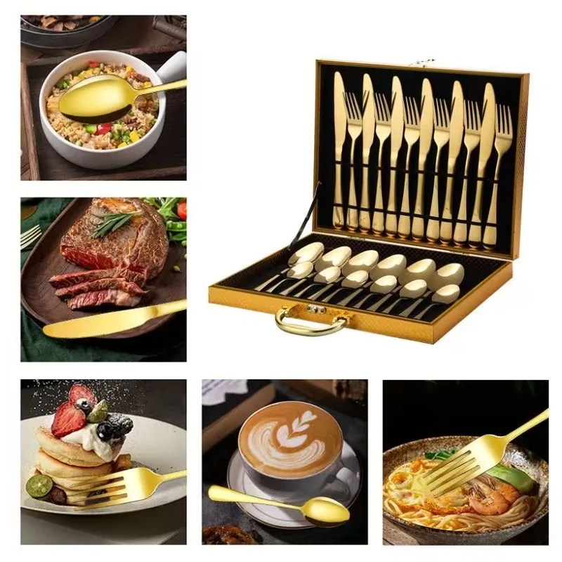 

New Deluxe 24-piece Stainless Steel Dining Kitchenware Set, Matte Black Fine Silverware Set and Dishwasher Safe