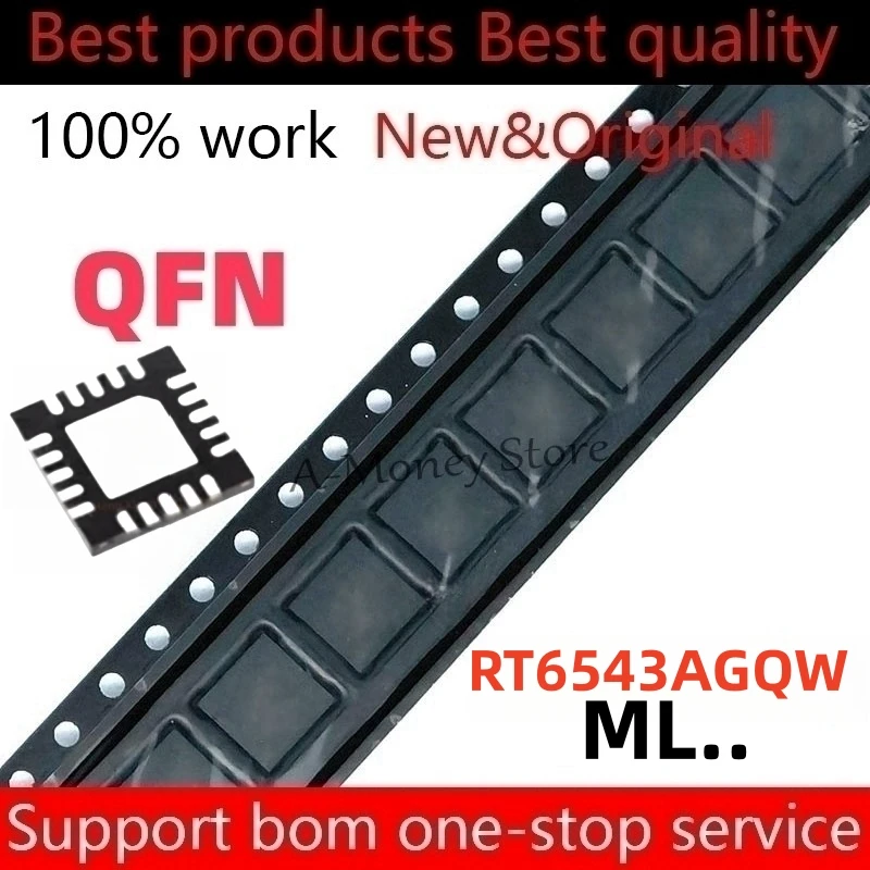 (2-5pcs)RT6543A RT6543AGQW ML=4L QFN-20